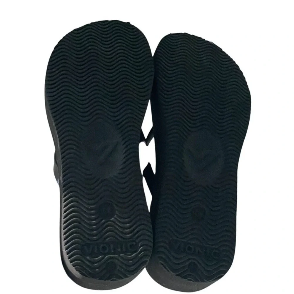 Vionic Beach Bondi Bow Wedge Toe Post Sandals Women's 7 Black